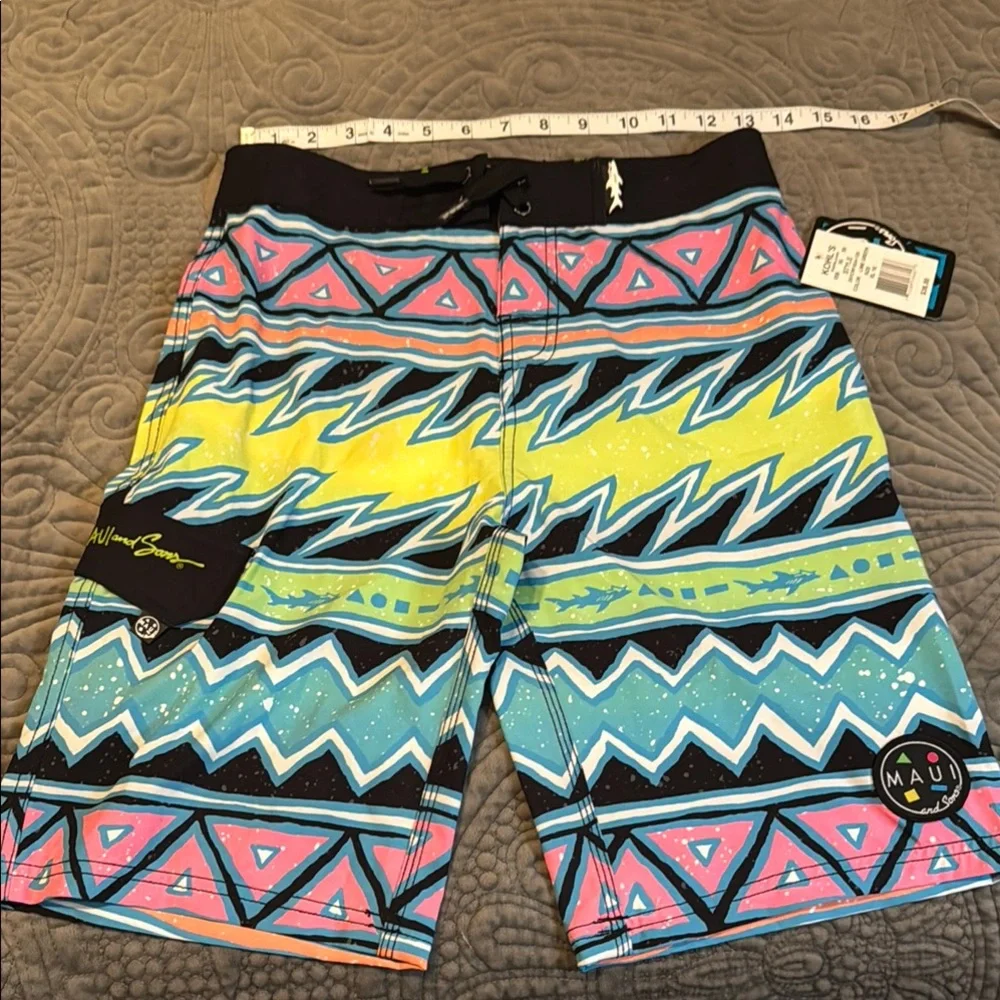 Maui and Sons Vibrant Geometric Swim Shorts